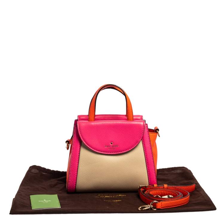 Pre Owned Kate Spade Tricolor Leather Cobble Hill Small Adrien Top Handle Bag
