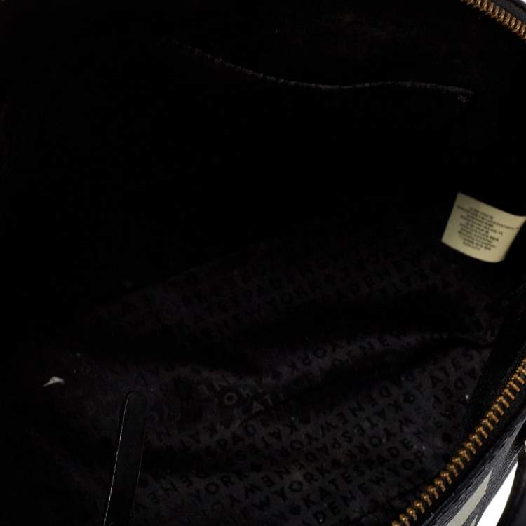 مملوكة مسبقًا Kate Spade Black/White Checkered Coated Canvas and Leather Satchel