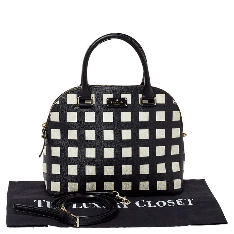 مملوكة مسبقًا Kate Spade Black/White Checkered Coated Canvas and Leather Satchel