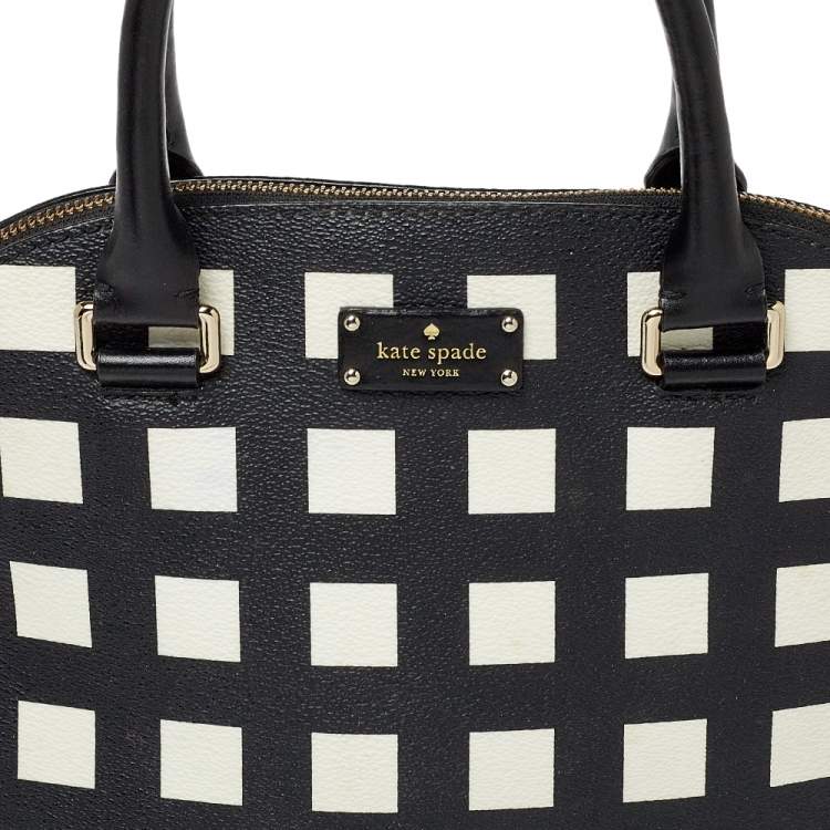 مملوكة مسبقًا Kate Spade Black/White Checkered Coated Canvas and Leather Satchel