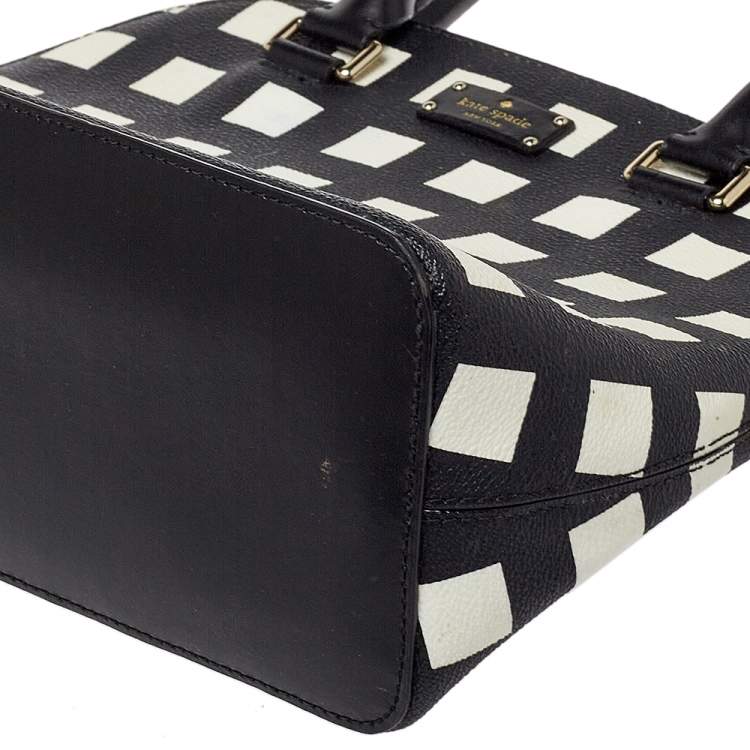 مملوكة مسبقًا Kate Spade Black/White Checkered Coated Canvas and Leather Satchel