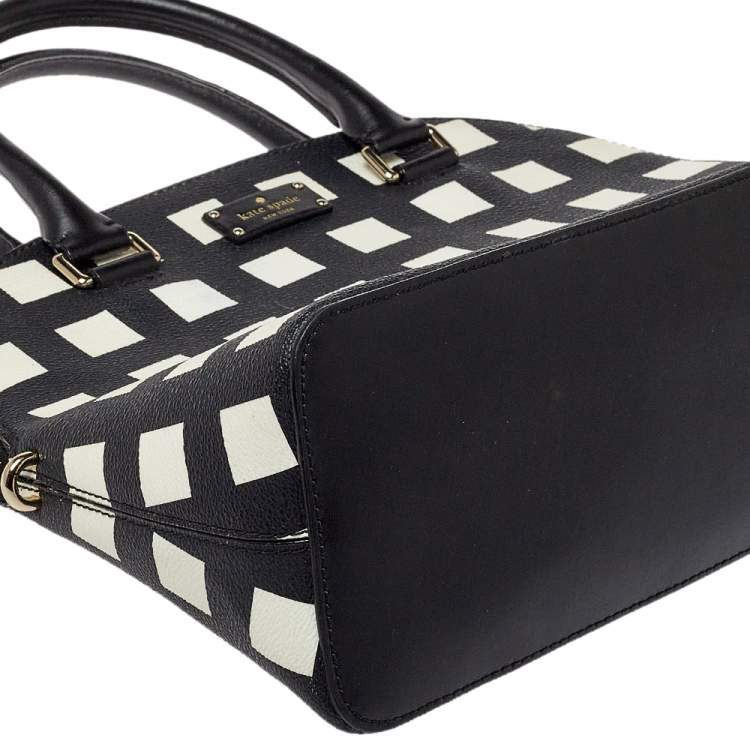 مملوكة مسبقًا Kate Spade Black/White Checkered Coated Canvas and Leather Satchel