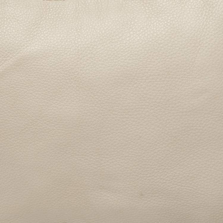 Pre Owned Kate Spade Linen White Leather Small Cobble Hill Ella Hobo