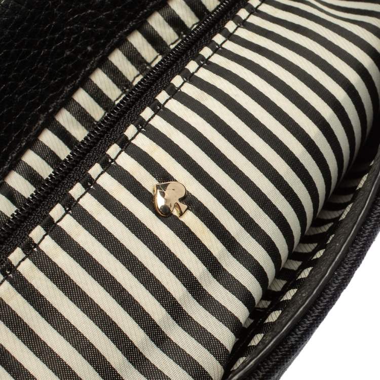 Pre Owned Kate Spade Black/Grey Leather and Wool Jackson Street Harly Shoulder Bag