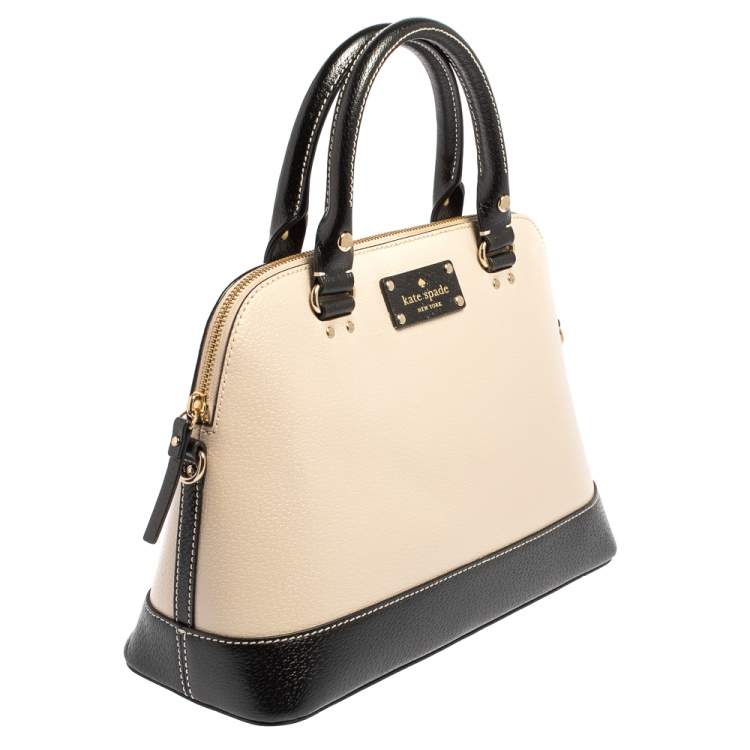 مملوكة مسبقًا Kate Spade Black/Beige Leather Wellesley Rachelle Satchel