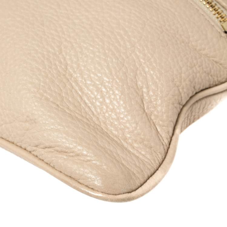 Pre Owned Kate Spade Beige Leather Front Zip Crossbody Bag
