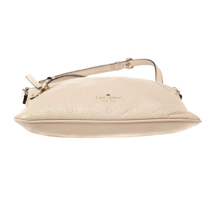 Pre Owned Kate Spade Beige Leather Front Zip Crossbody Bag