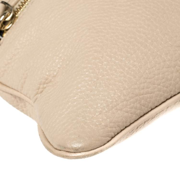 Pre Owned Kate Spade Beige Leather Front Zip Crossbody Bag