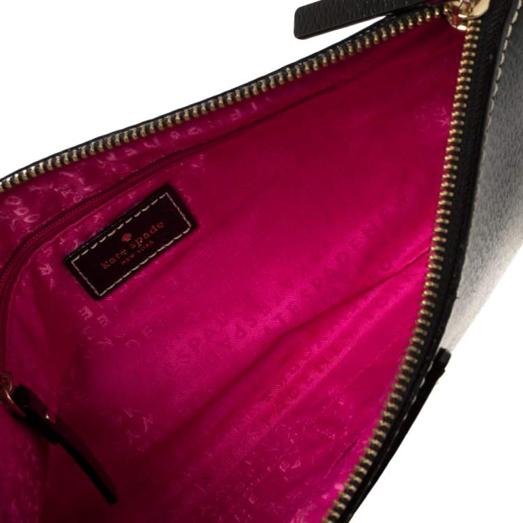 Pre Owned Kate Spade Black Leather Zip Chain Baguette Bag
