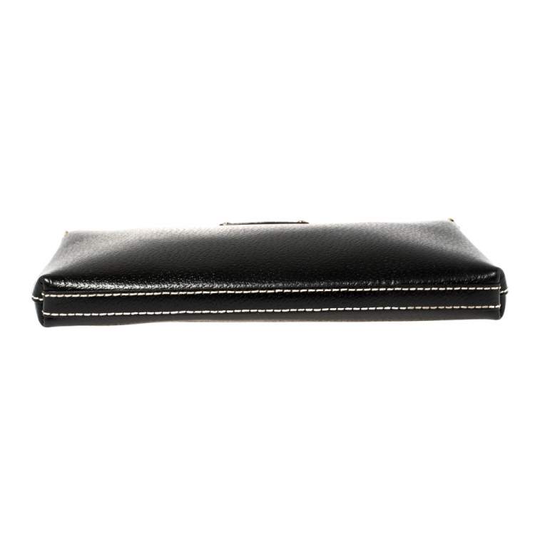 Pre Owned Kate Spade Black Leather Zip Chain Baguette Bag