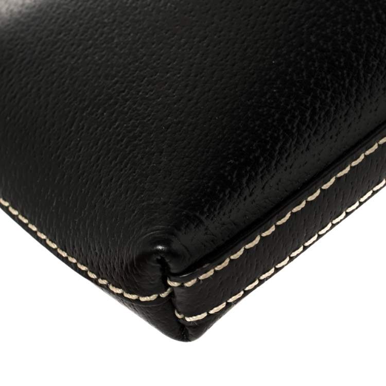 Pre Owned Kate Spade Black Leather Zip Chain Baguette Bag