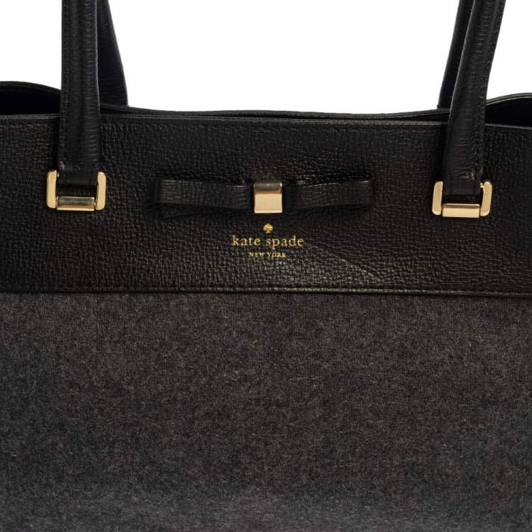Pre Owned Kate Spade Grey/Black Wool and Leather Henderson Street Tote