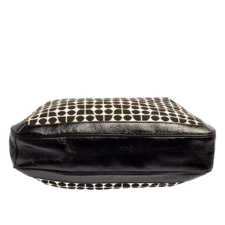 Pre Owned Kate Spade Black Printed Canvas and Patent Leather Blair Noel Tote