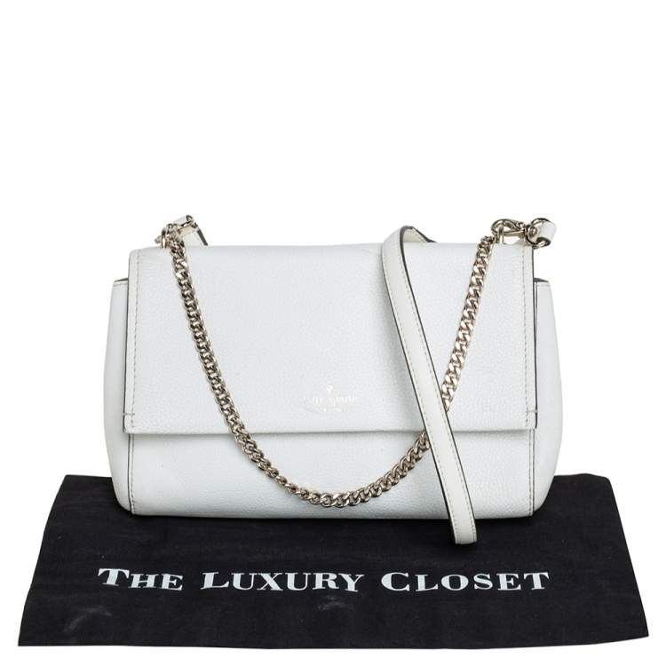 Pre Owned Kate Spade White Leather Laurel Way Greer Shoulder Bag