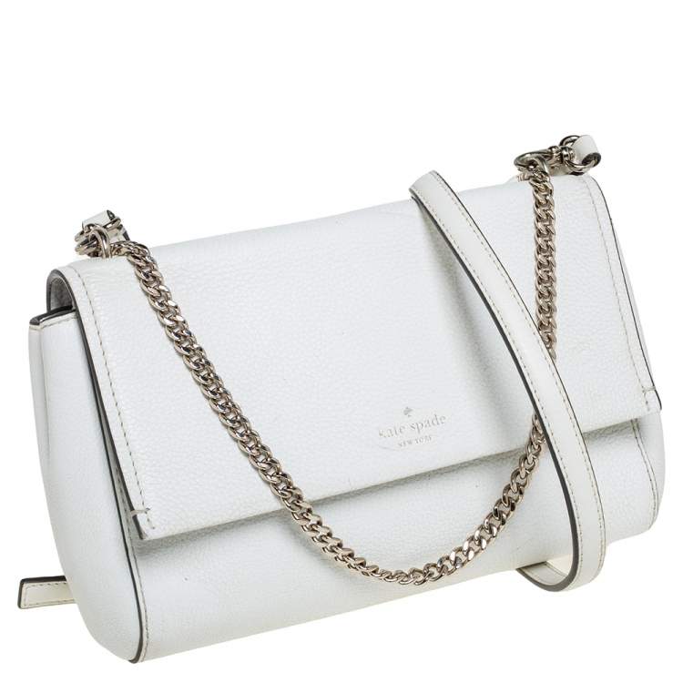 Pre Owned Kate Spade White Leather Laurel Way Greer Shoulder Bag