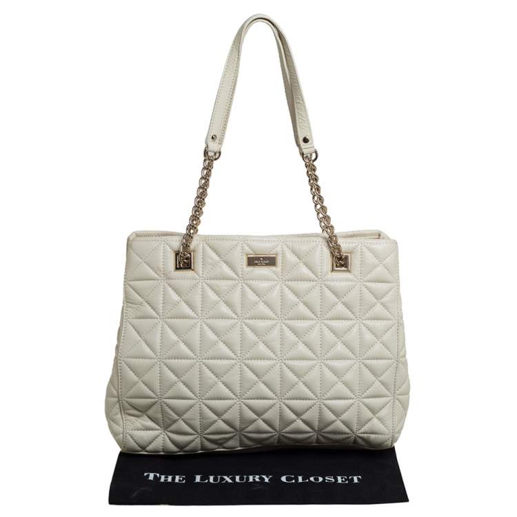 مملوكة مسبقًا Kate Spade Cream Quilted Leather Chain Tote