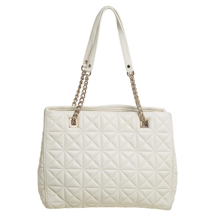 مملوكة مسبقًا Kate Spade Cream Quilted Leather Chain Tote