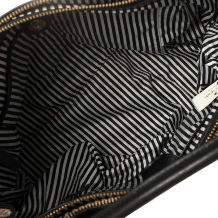 Pre Owned Kate Spade Black/Beige Leather Luna Drive Willow Tote