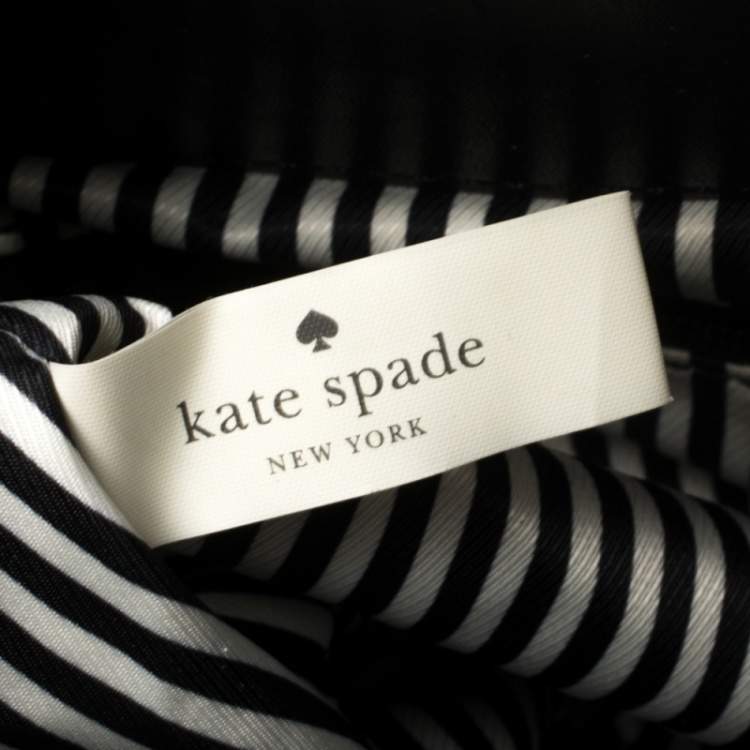 Pre Owned Kate Spade Black/Beige Leather Luna Drive Willow Tote