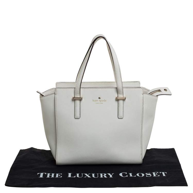 Pre Owned Kate Spade White Leather Cedar Street Hayden Tote