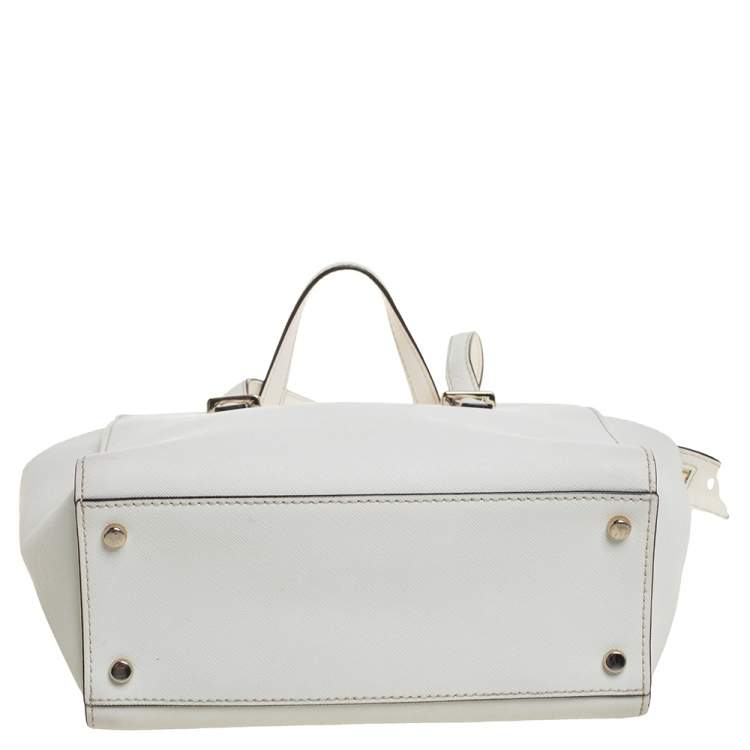 Pre Owned Kate Spade White Leather Cedar Street Hayden Tote