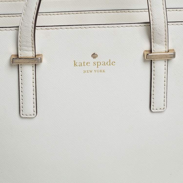 Pre Owned Kate Spade White Leather Cedar Street Hayden Tote