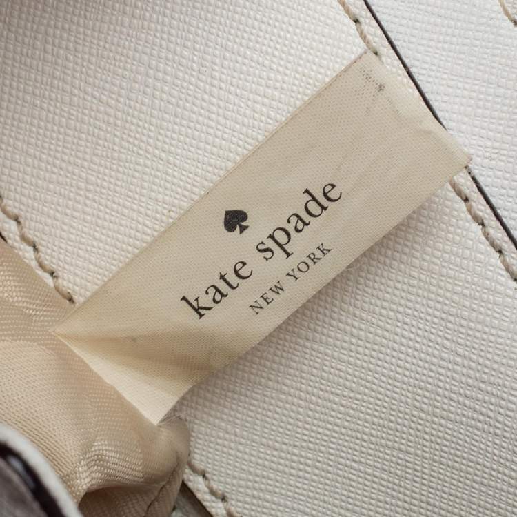 Pre Owned Kate Spade White Leather Cedar Street Hayden Tote