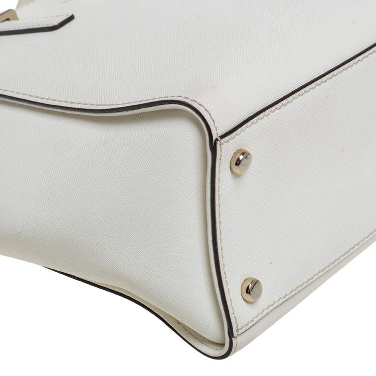 Pre Owned Kate Spade White Leather Cedar Street Hayden Tote