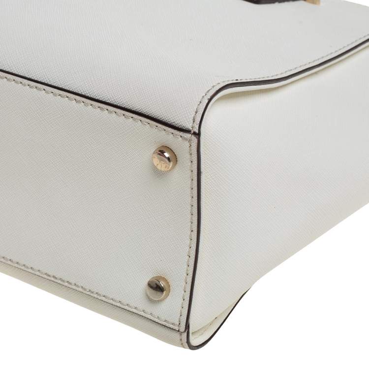 Pre Owned Kate Spade White Leather Cedar Street Hayden Tote