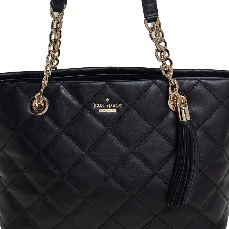 Pre Owned Kate Spade Black Quilted Leather Emerson Place Phoebe Tote