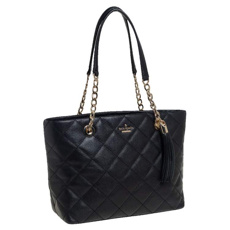 Pre Owned Kate Spade Black Quilted Leather Emerson Place Phoebe Tote