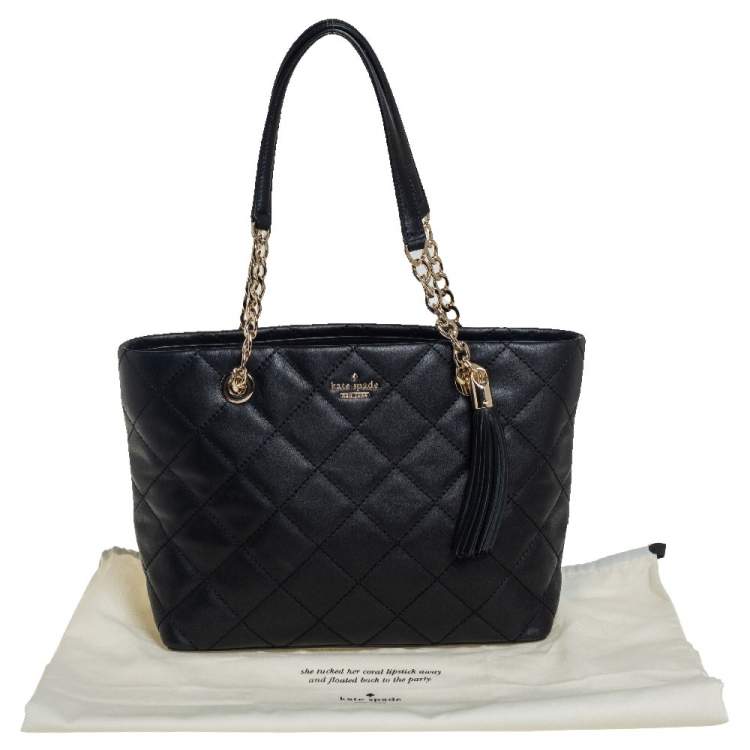 Pre Owned Kate Spade Black Quilted Leather Emerson Place Phoebe Tote