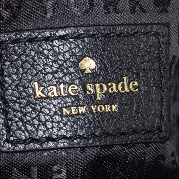 Pre Owned Kate Spade Black Leather Front Flap Pocket Bow Tote