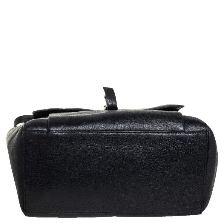 Pre Owned Kate Spade Black Leather Front Flap Pocket Bow Tote