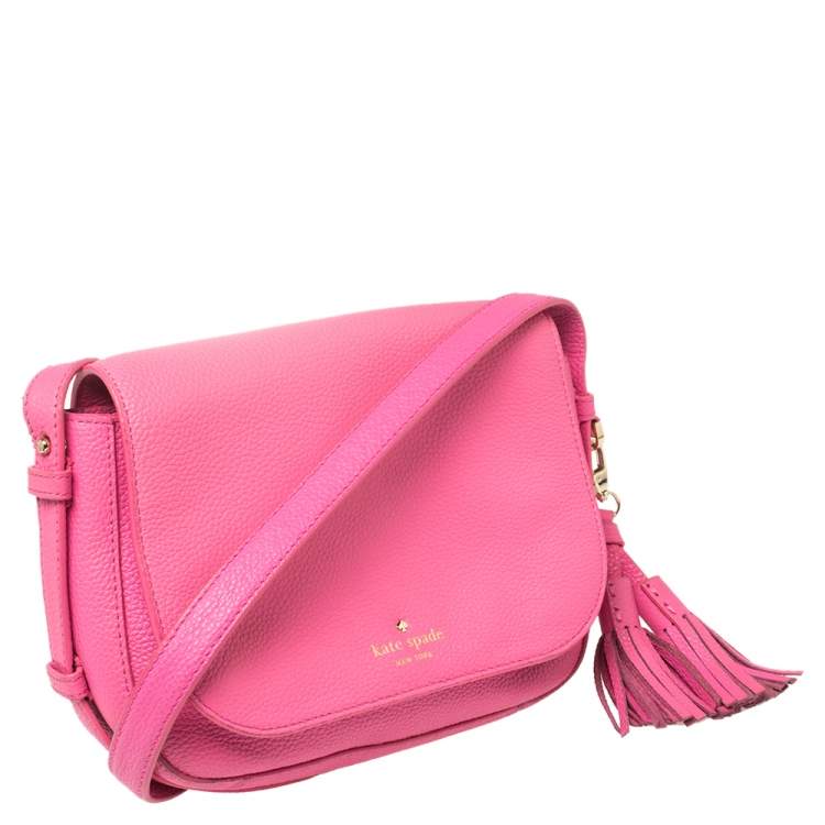 Pre Owned Kate Spade Pink Leather Flap Crossbody Bag