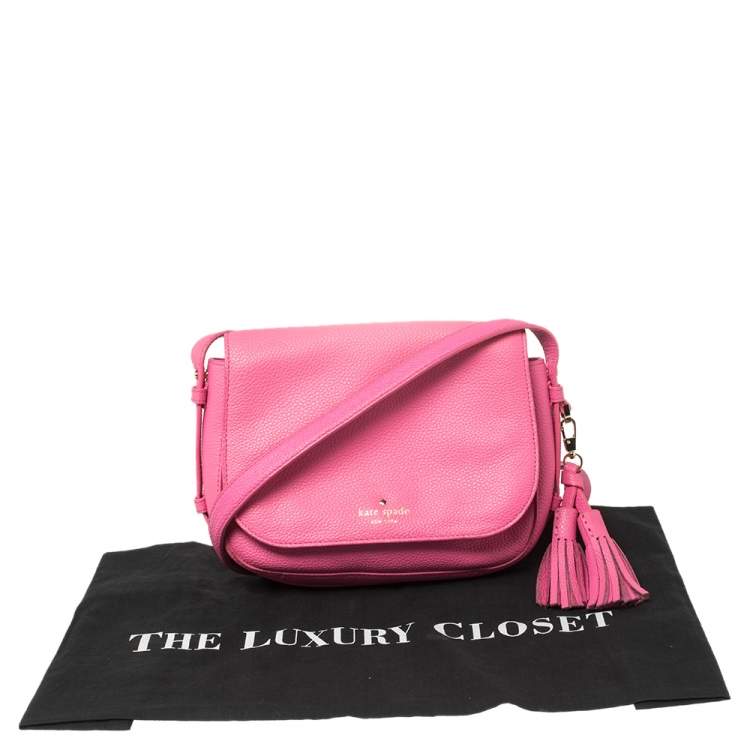 Pre Owned Kate Spade Pink Leather Flap Crossbody Bag
