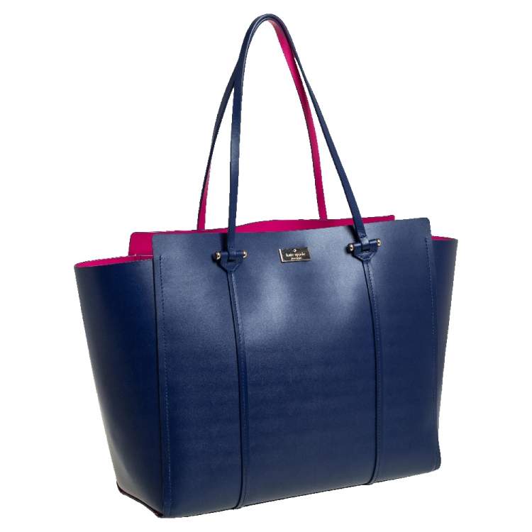 Pre Owned Kate Spade Navy Blue Leather Large Arbour Hill Elodie Tote