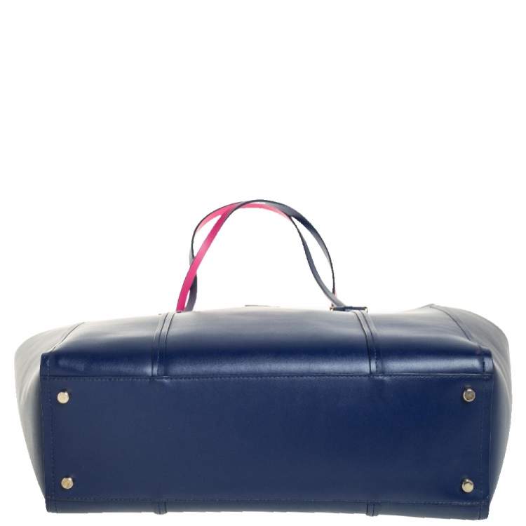 Pre Owned Kate Spade Navy Blue Leather Large Arbour Hill Elodie Tote