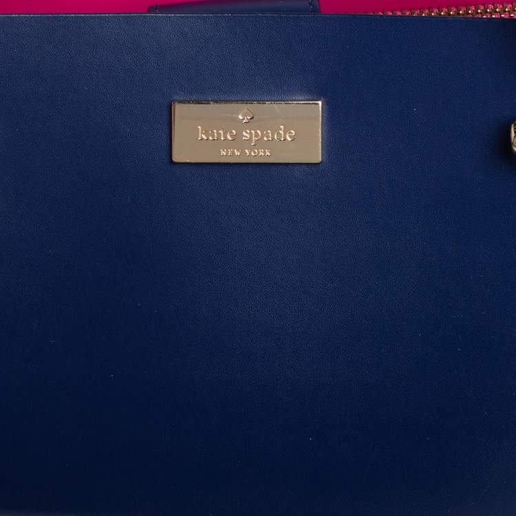 Pre Owned Kate Spade Navy Blue Leather Large Arbour Hill Elodie Tote