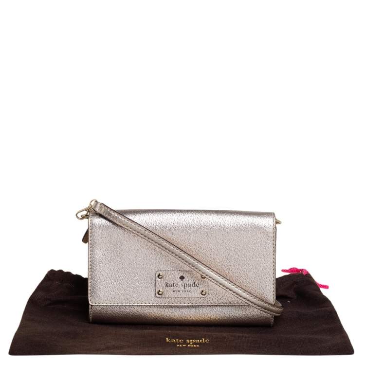 Pre Owned Kate Spade Gold Leather Crossbody Bag