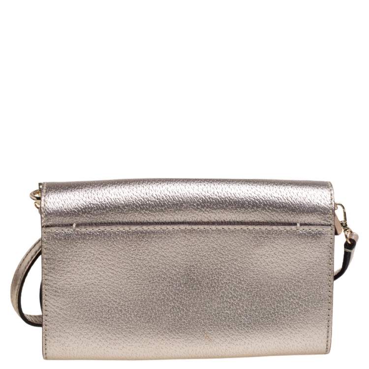 Pre Owned Kate Spade Gold Leather Crossbody Bag