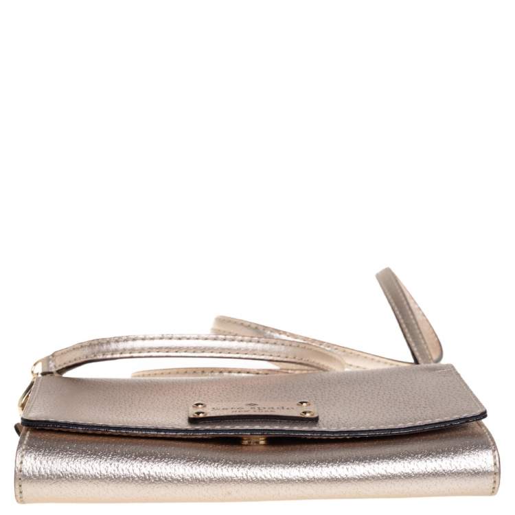 Pre Owned Kate Spade Gold Leather Crossbody Bag