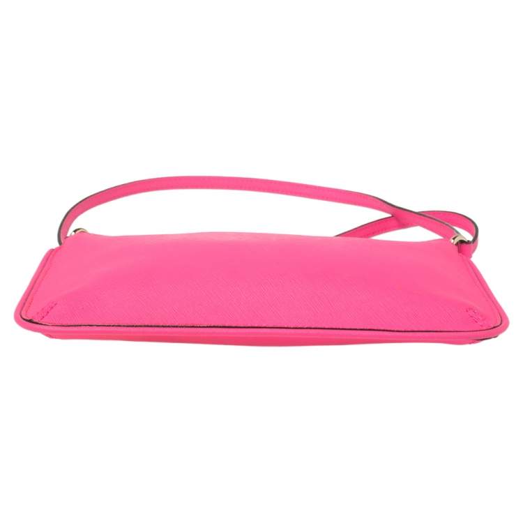 Pre Owned Kate Spade Pink Saffiano Leather Top Zip Slim Crossbody Bag