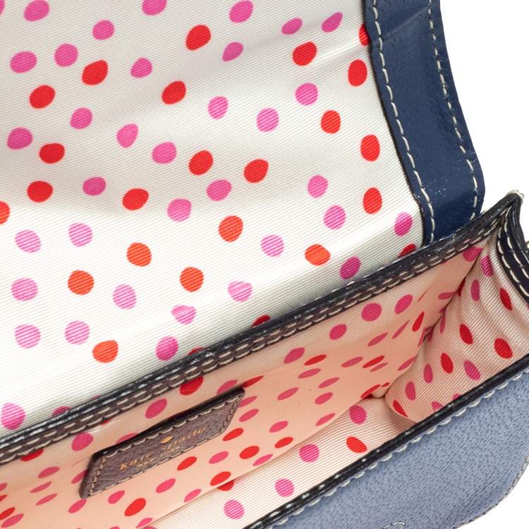 Pre Owned Kate Spade Blue Leather Flap Crossbody Bag