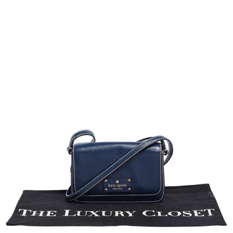 Pre Owned Kate Spade Blue Leather Flap Crossbody Bag