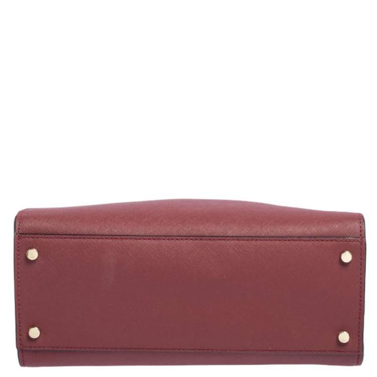 Pre Owned Kate Spade Beige/Burgundy Leather Cameron Street Sarah Satchel