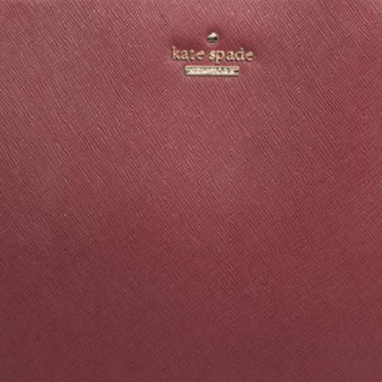 Pre Owned Kate Spade Beige/Burgundy Leather Cameron Street Sarah Satchel