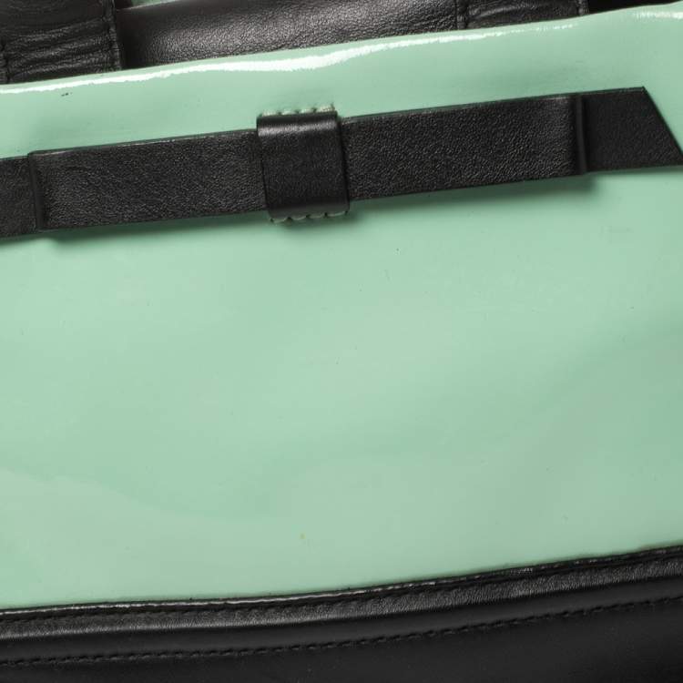 Pre Owned Kate Spade Mint Green/Black Patent and Leather Chelsea Park Gigi Tote