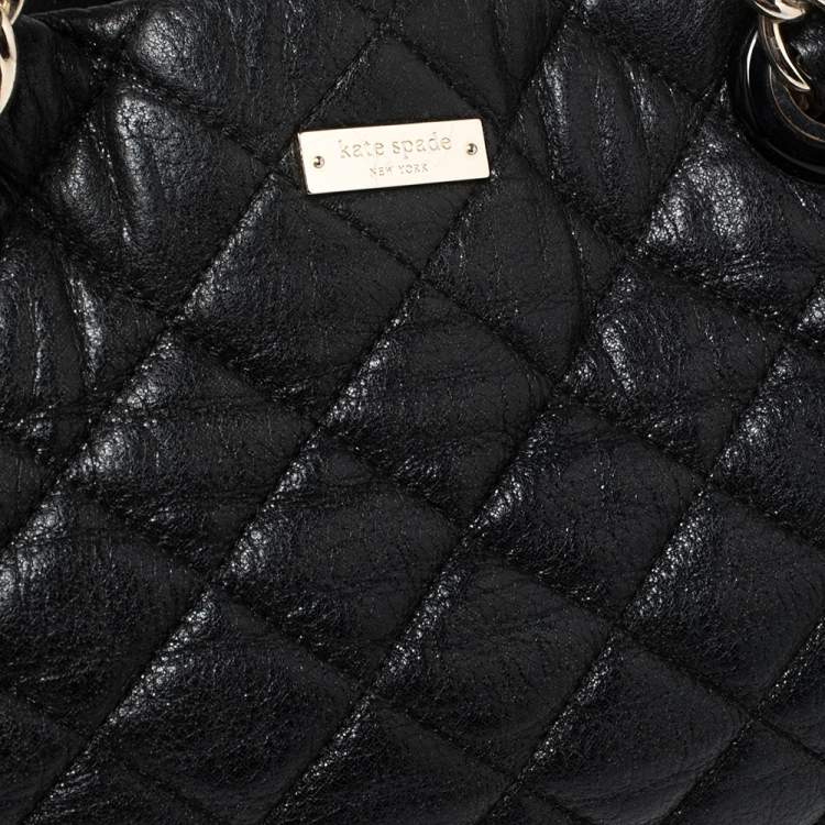 Pre Owned Kate Spade Black Quilted Shimmer Leather Maryanne Shoulder Bag