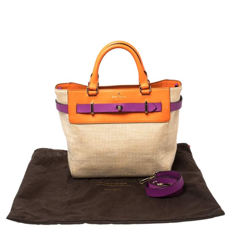 Pre Owned Kate Spade Multicolor Leather And Canvas Bourbon Street Tote